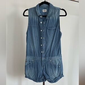 Hudson Denim Sleeveless Romper / Shortalls — Button Front